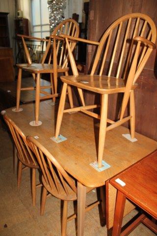 Ercol light oak dining table & 4 chairs